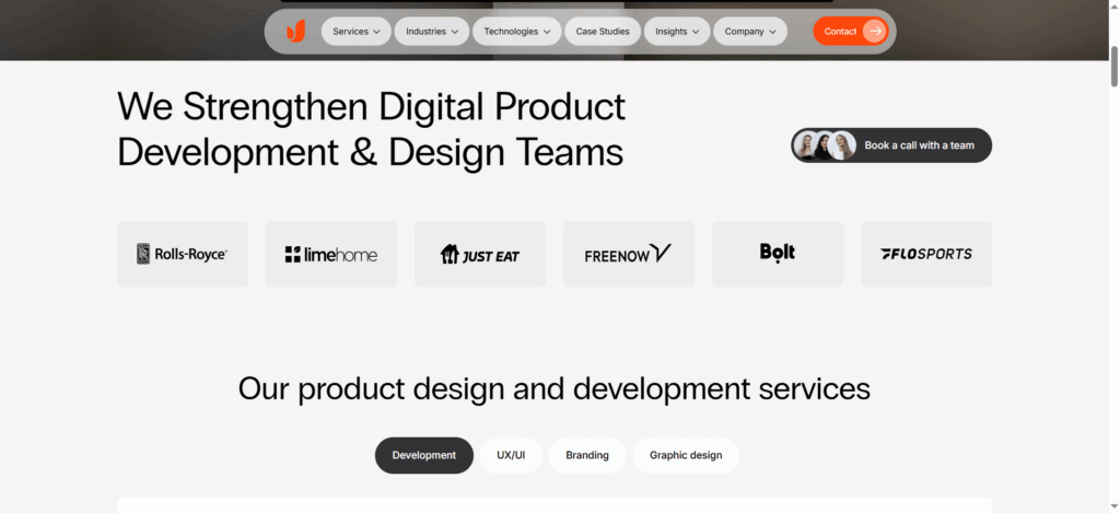 Fireart mobile app design services page screenshot