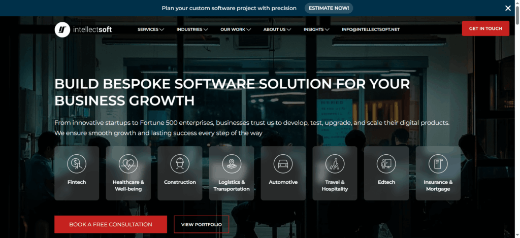 Intellectsoft app development services screenshot
